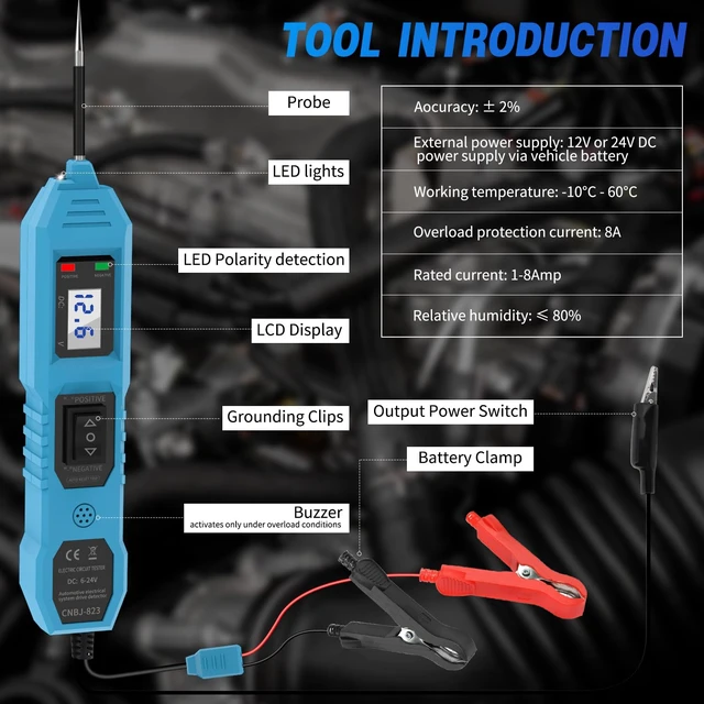 Alt view image 11 of 14 - Power Circuit Probe Tester, 6V/12V/24V DC Circuit Tester Automotive, Multifunctional Car Electric Circuit Tester Power Fuse & Voltage Tester Light, Short Circuit Breake Finder Electrical Tools, Blue