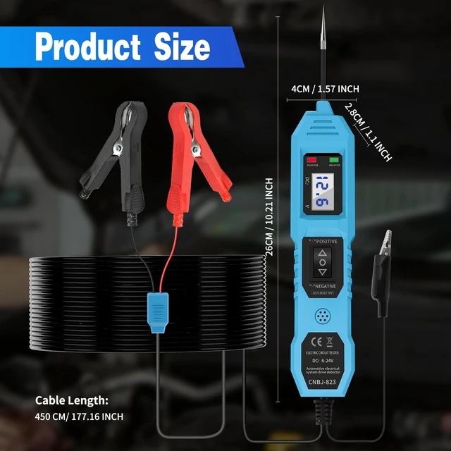 Alt view image 14 of 14 - Power Circuit Probe Tester, 6V/12V/24V DC Circuit Tester Automotive, Multifunctional Car Electric Circuit Tester Power Fuse & Voltage Tester Light, Short Circuit Breake Finder Electrical Tools, Blue