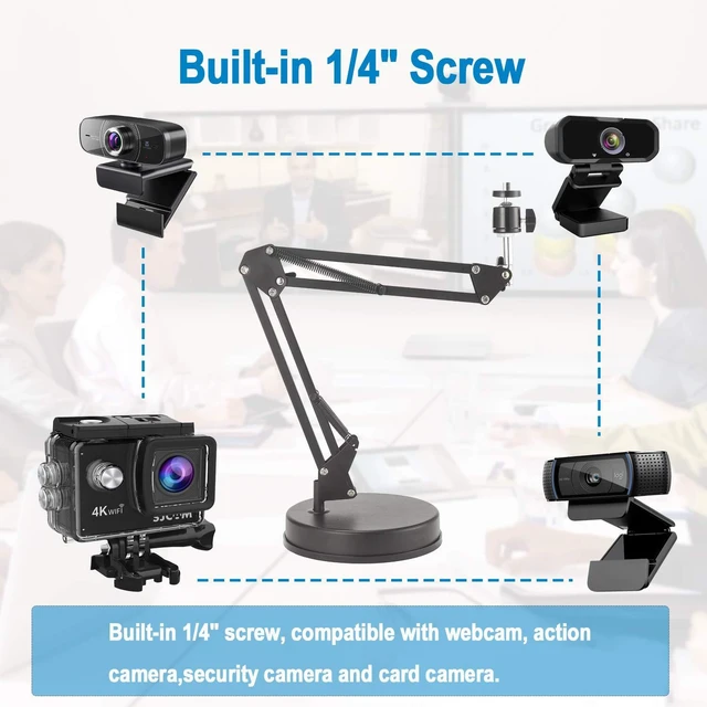 Alt view image 13 of 14 - Webcam Stand,Camera Mount 22 Inch Suspension Boom Scissor Arm Stand,for Webcam C925e C922x C922 C930e C930 C920 C615,Hero 8/7/6/5,Ultra/Pro/Pro 2/Pro 3/Brio 4K,DSLR Camera