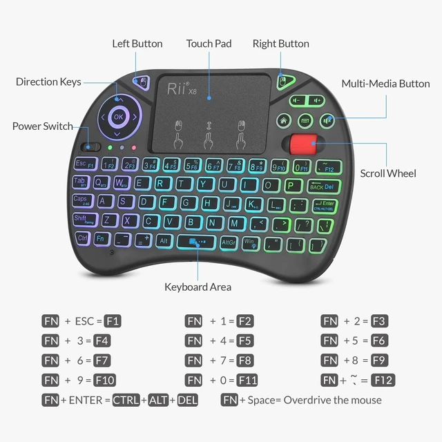 Alt view image 12 of 14 - X8 Mini Keyboard,BT+2.4G Dual Mode Portable Keyboard for HTPC/IPTV