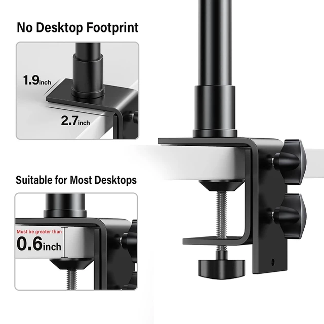 Alt view image 11 of 14 - 2-Pack Camera Desk Mount Stand with 1/4" Ball Head and Cold Shoe Mount Adapter,12.9-22" Tabletop Mounts Stand, Adjustable Aluminum Desktop Light Stand, for DSLR Camera, Ring Light, Video Light