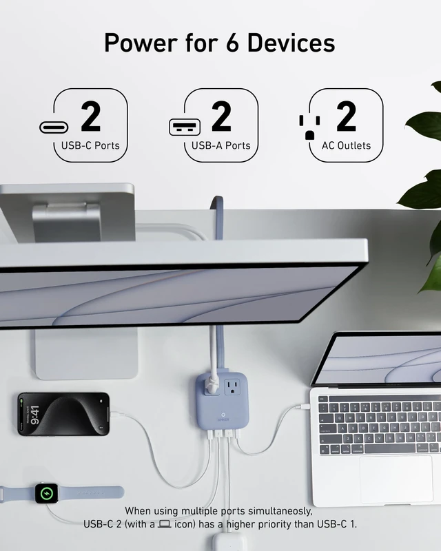 Alt view image 10 of 12 - Travel Power Strip, Anker Nano 67W Max 6-in-1 USB C Charger, 2 USB C