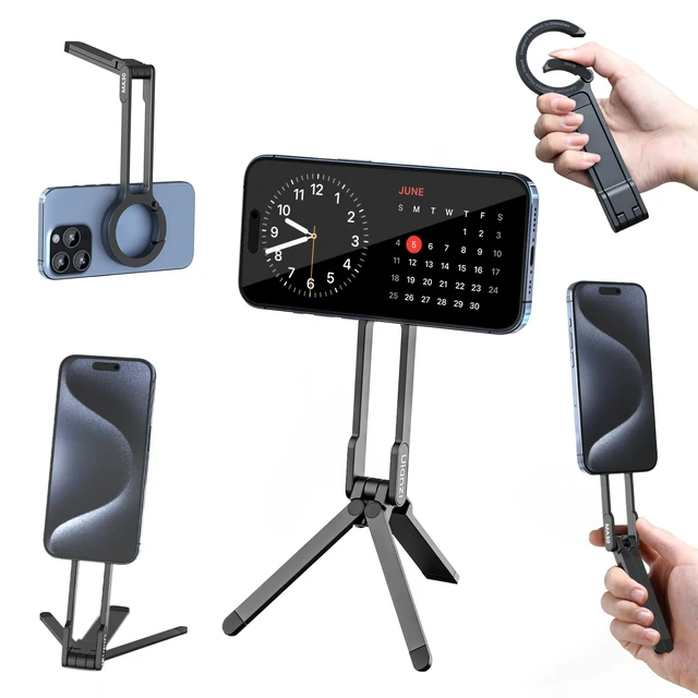 Alt view image 8 of 14 - MA30 Magnetic Phone Tripod Stand for iPhone - Aluminium Maglock Smartphone Mini Tripod Pocket Cell Phone Stand Strong Magnet Quick Mount Compatible with iPhone 17 16 15 14 13 12 Series, Black