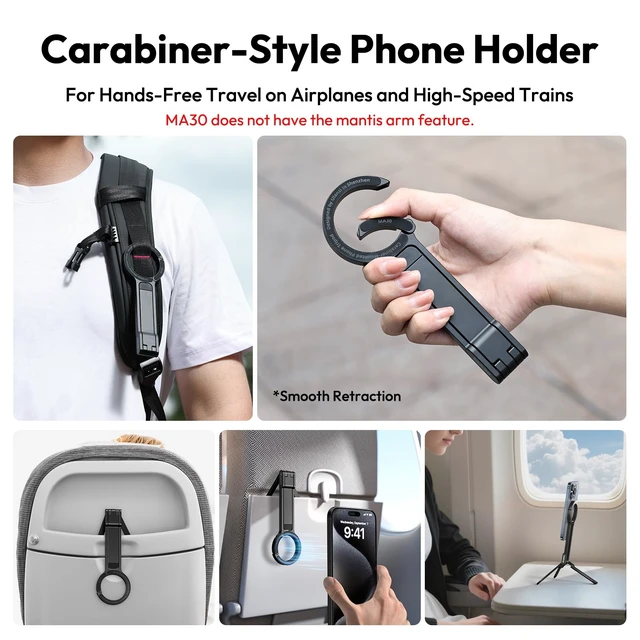Alt view image 9 of 14 - MA30 Magnetic Phone Tripod Stand for iPhone - Aluminium Maglock Smartphone Mini Tripod Pocket Cell Phone Stand Strong Magnet Quick Mount Compatible with iPhone 17 16 15 14 13 12 Series, Black