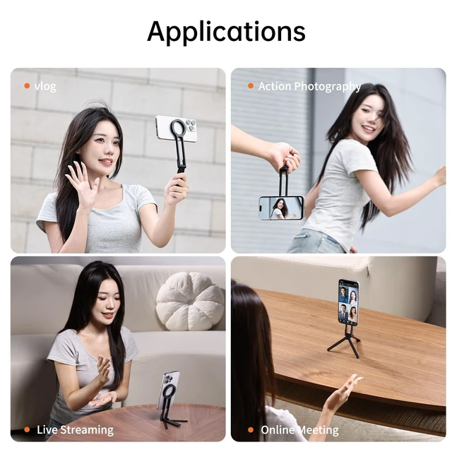 Alt view image 12 of 14 - MA30 Magnetic Phone Tripod Stand for iPhone - Aluminium Maglock Smartphone Mini Tripod Pocket Cell Phone Stand Strong Magnet Quick Mount Compatible with iPhone 17 16 15 14 13 12 Series, Black