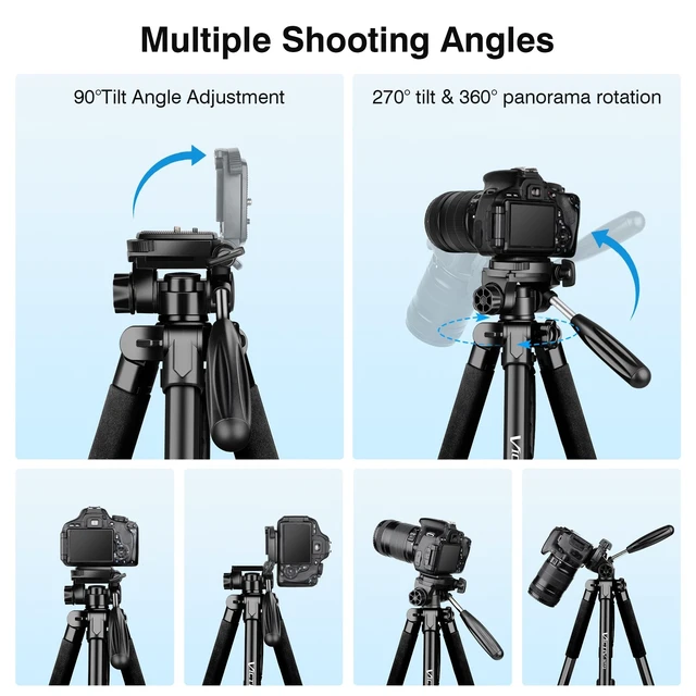 Alt view image 13 of 14 - Tripod for Camera and Phone, 72" Tall Camera Tripod Monopod with Remote, Professional Heavy Duty Compact Camera Stand for iPhone, DSLR, Spotting Scope, Telescope, Binocular