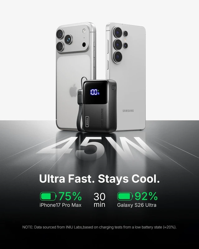 Alt view image 10 of 14 - Portable Charger, Ultra Mini 10000mAh 45W Fast Charging Power Bank