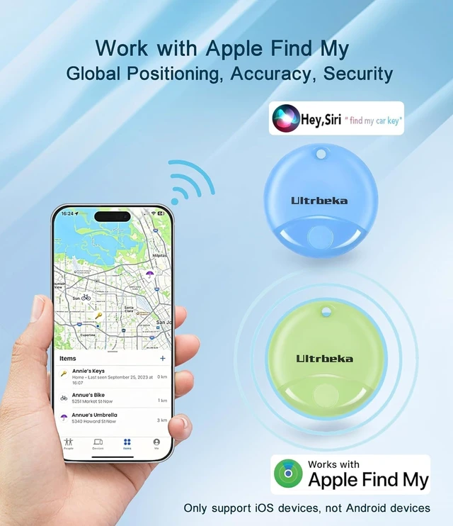 Alt view image 9 of 14 - Air Tracker Tag 4 Pack Bluetooth Item Finder for iPhone MFi Certified Smart Tracker Compatible with Apple Find My, IP67 Waterproof Key Finder for Keys, Wallet, Luggage, Bike, Backpack