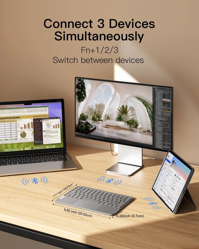 Alt view image 9 of 14 - Ultra-Slim Tablet Keyboard, Trackpad, 228g, Bluetooth 5.3