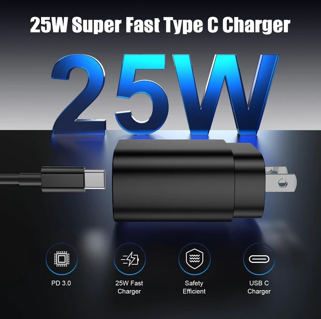 Alt view image 9 of 14 - Type C Charger Fast Charging,4Pack 25W Super USB C Fast Charger Block | with 6ft+10ft USB-C Cables ×2 for Samsung Galaxy S26 S25 S24 S23 S22 S21 Plus/Ultra, for iPhone 17 16 15,Android Phones,Black