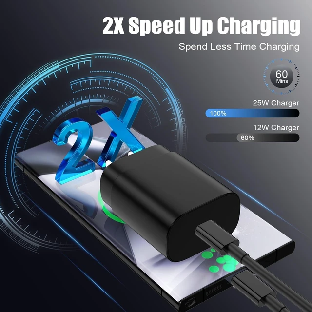 Alt view image 10 of 14 - Type C Charger Fast Charging,4Pack 25W Super USB C Fast Charger Block | with 6ft+10ft USB-C Cables ×2 for Samsung Galaxy S26 S25 S24 S23 S22 S21 Plus/Ultra, for iPhone 17 16 15,Android Phones,Black