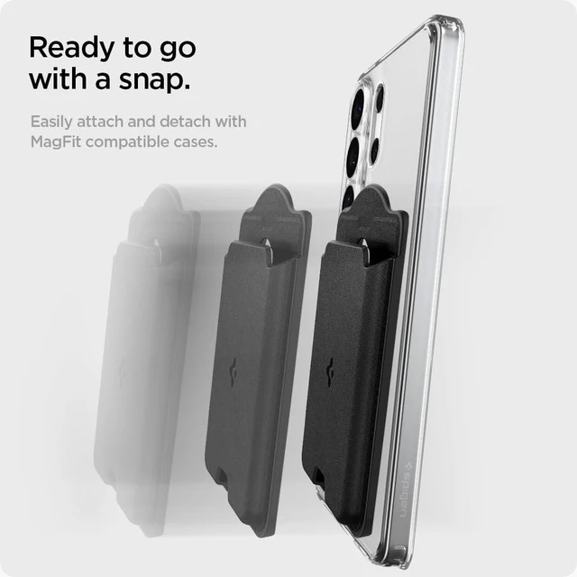 Alt view image 12 of 14 - for MagSafe Wallet, Holds 3 Cards, Compatible with Galaxy S26/S25/S24 Ultra/Edge/Plus, Z Fold 7, Pixel 10a/Pro XL/Fold, iPhone 17/16/15/14/13/12, Plaud Note, Card Holder - PU Black (MagFit)
