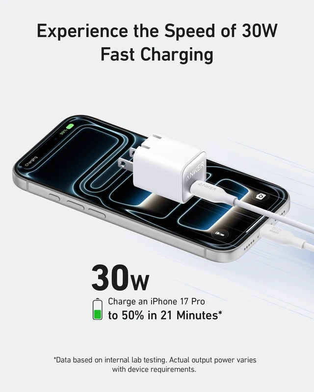 Alt view image 9 of 12 - Nano Phone Charger, USB C GaN Charger 30W, PIQ 3.0 Foldable PPS Fast Charger USB C for iPhone 17 / 16 and more series, Galaxy, iPad, Compatible with MagSafe
