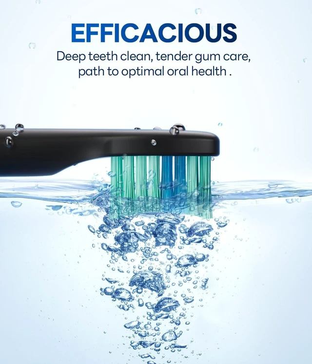Alt view image 12 of 14 - Electric Toothbrush for Adults, Sonic Rechargeable Toothbrush with 8 Brush Heads, 70-Day Battery, 5 Cleaning Modes & 2-Min Timer, Travel-Friendly Ultra Clean Design Black