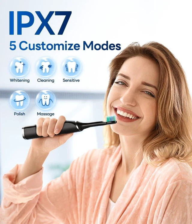 Alt view image 13 of 14 - Electric Toothbrush for Adults, Sonic Rechargeable Toothbrush with 8 Brush Heads, 70-Day Battery, 5 Cleaning Modes & 2-Min Timer, Travel-Friendly Ultra Clean Design Black