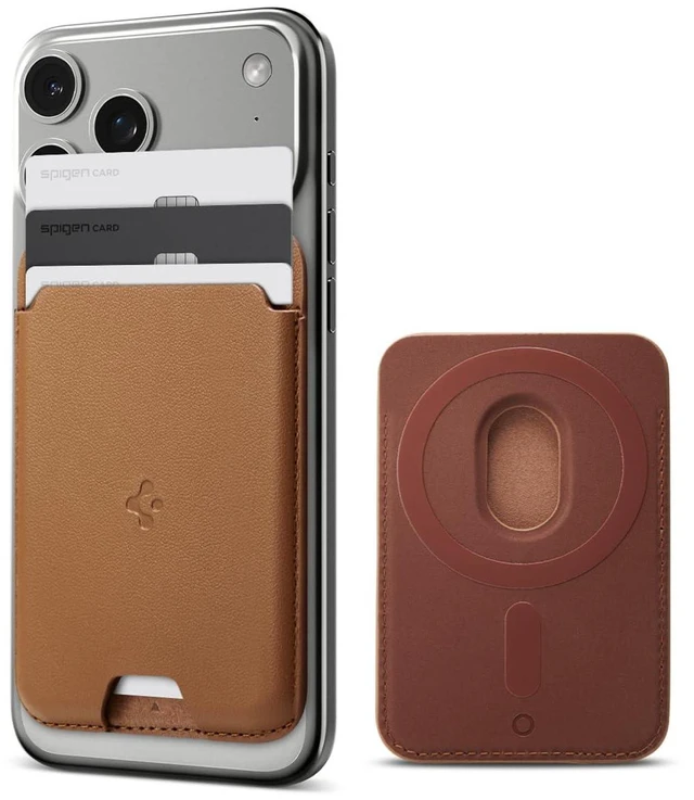 Alt view image 8 of 14 - for MagSafe Wallet, Holds 3 Cards, MagFit Compatible with iPhone 17/16/15/14/13/12 Models, Pixel 10 Series, MagSafe-Cases, Pixelsnap, Plaud Note & More, Card Holder - PU Brown (3-Cards)