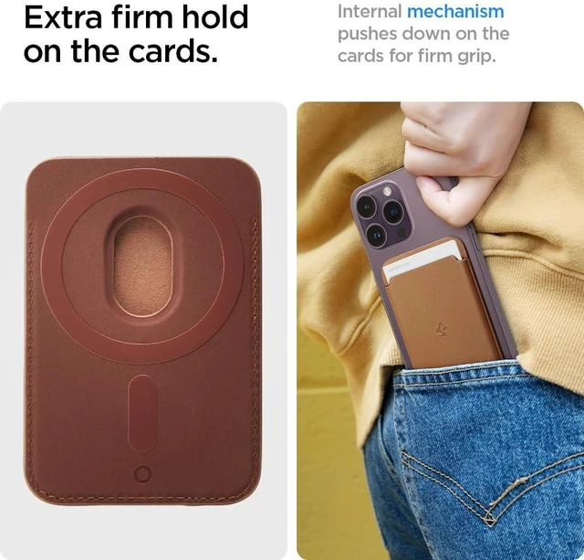 Alt view image 13 of 14 - for MagSafe Wallet, Holds 3 Cards, MagFit Compatible with iPhone 17/16/15/14/13/12 Models, Pixel 10 Series, MagSafe-Cases, Pixelsnap, Plaud Note & More, Card Holder - PU Brown (3-Cards)