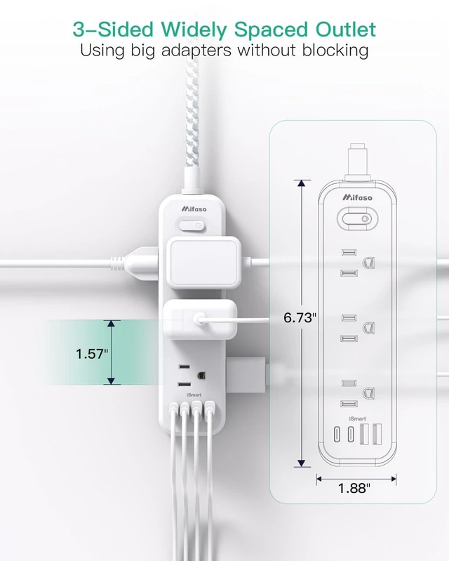 Alt view image 11 of 14 - Extension Cord with Multiple Outlets 15FT, 13-in-1 Long Power Strip