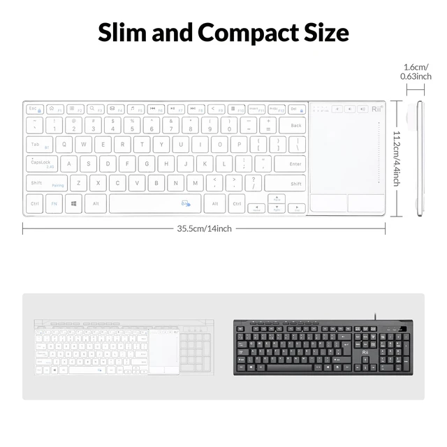 Alt view image 14 of 14 - 2.4G Wireless and Bluetooth Touch TV Keyboard with Media Control-White