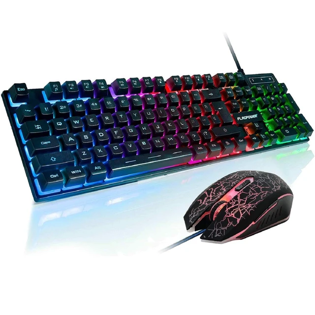 Alt view image 8 of 14 - RGB Gaming Keyboard and Breathing Mouse Combo, Adjustable Breathing Backlit Mechanical Feeling Keyboard with 4 Colors 4800DPI Backlight Mouse for PC Laptop Computer Game and Work