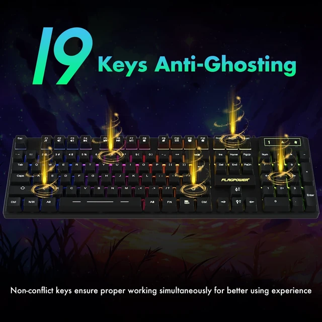 Alt view image 11 of 14 - RGB Gaming Keyboard and Breathing Mouse Combo, Adjustable Breathing Backlit Mechanical Feeling Keyboard with 4 Colors 4800DPI Backlight Mouse for PC Laptop Computer Game and Work