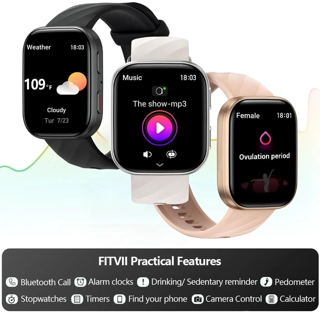 Alt view image 13 of 14 - Health & Fitness Tracker (Answer/Make Calls), Smart Watch with 24/7 Heart Rate and Blood Pressure, Sleep Tracking, Blood Oxygen Monitor, 120+ Sport Modes Activity Tracker for Women Men