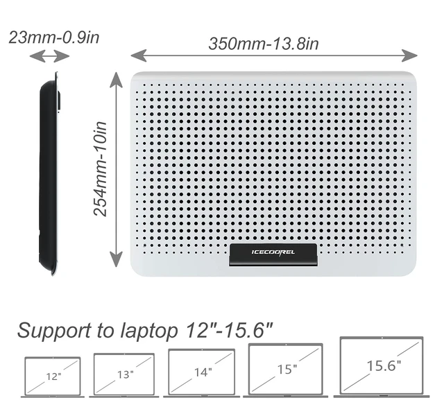 Alt view image 14 of 14 - Aluminum Laptop Cooling Pad, Laptop Cooler Stand with 7 Height Adjustable, Laptop Fan Cooling Pad for Laptop 12-15.6 Inch, Notebook Cooler Pad with Two USB Port (Silver)