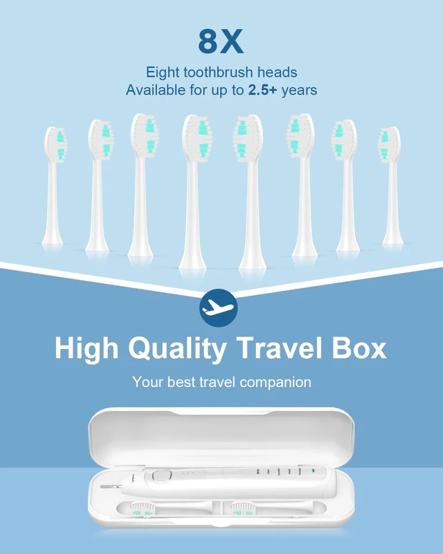 Alt view image 13 of 14 - Electric Toothbrush for Adults and Kids Rechargeable Sonic Toothbrush with 5 Modes 2-Min Smart Timer IPX7 Waterproof 40,000 VPM Motor with 8 Brush Heads & Travel Case (Pink, 1Pack)
