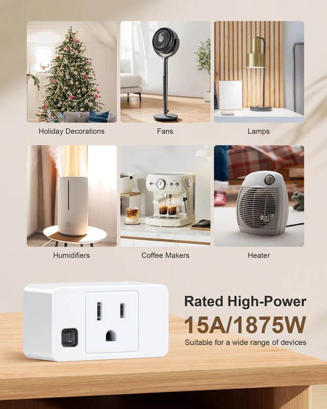 Alt view image 14 of 14 - Wireless Remote Control Outlet, 200FT RF Range Remote Light Switch | Mini Remote Outlet Plug, All On/Off Switch, 15A/1875W, for Lamps/Lights/Household Appliances, FCC & ETL Listed