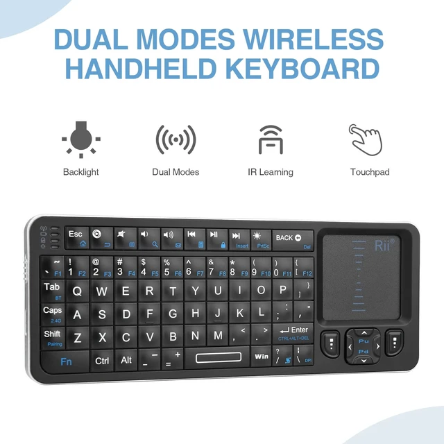 Alt view image 10 of 14 - K06 Mini Bluetooth Keyboard,Backlit 2.4GHz Wireless Keyboard with IR Learning, Portable with Touchpad,Compatible with Fire Stick/VR Glasses/HTPC/IPTV (2.4G and Bluetooth)