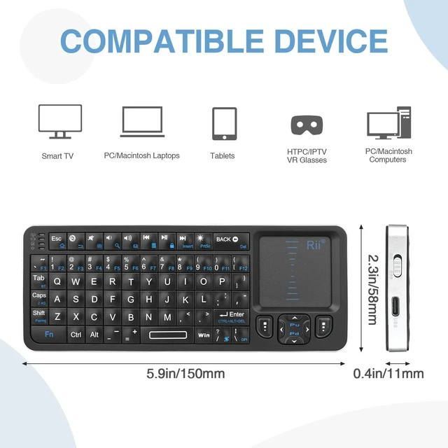 Alt view image 14 of 14 - K06 Mini Bluetooth Keyboard,Backlit 2.4GHz Wireless Keyboard with IR Learning, Portable with Touchpad,Compatible with Fire Stick/VR Glasses/HTPC/IPTV (2.4G and Bluetooth)