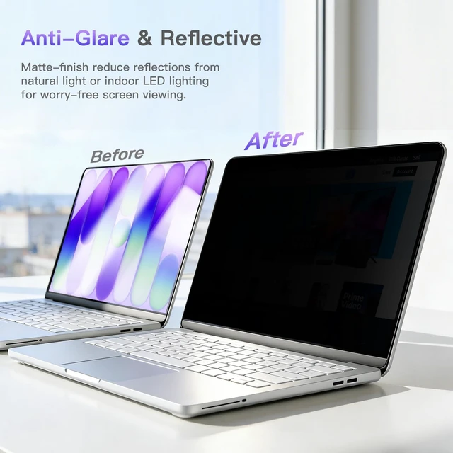 Alt view image 10 of 14 - Privacy Screen for 2026 MacBook Neo 13-Inch A18 Pro, Anti Glare Film Blue Light Filter, Reduce Eye Strain Laptop Privacy Screen Shield and Protector for Mac Neo