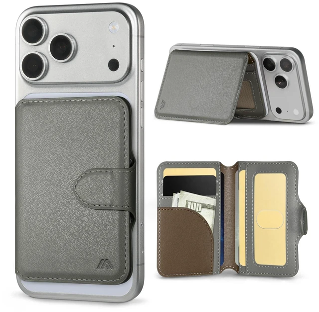 Alt view image 8 of 14 - for MagSafe Wallet, Magnetic Phone Wallet RFID Blocking, Slim 5-8 Card Holder with Cash Slot & Clear ID Window, Minimalist Mag Safe Wallets for iPhone 17/16/15/14/13/12 Series, Mist Gray