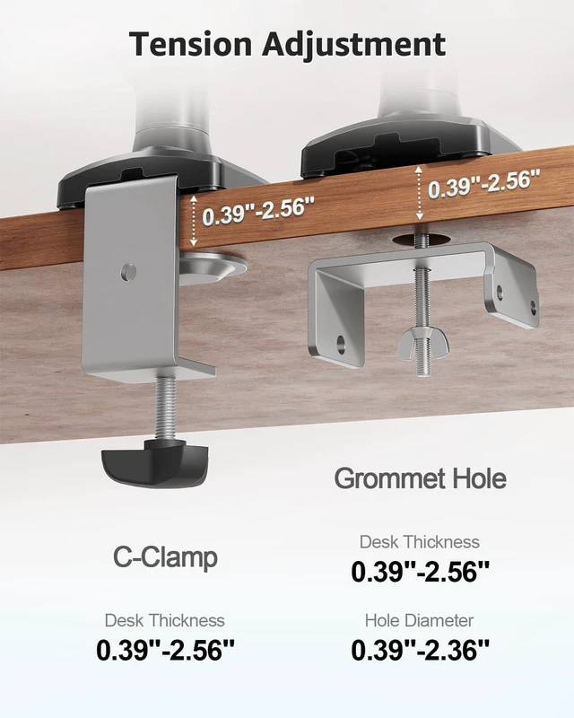 Alt view image 14 of 14 - Laptop Stand for Desk, Adjustable Aluminum Laptops Arm Mount for 14-17 Inch Notebook & 32" Monitor, Laptops Arm for Desk Support for 2.2-19.8lbs, 2-in-1 Laptop Desk Mount with Clamp/Grommet