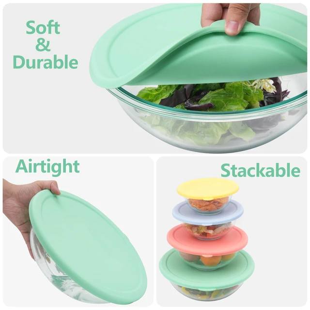 Alt view image 11 of 14 - Silicone Replacement Lids Only Fit for Pyrex 322 1 Quart | 323 1.5 Quart | 325 2.5 Quart | 326 4 Quart Prepware Glass Mixing Bowls, Food Grade, Dishwasher & Microwave Safe (Bowl not included)