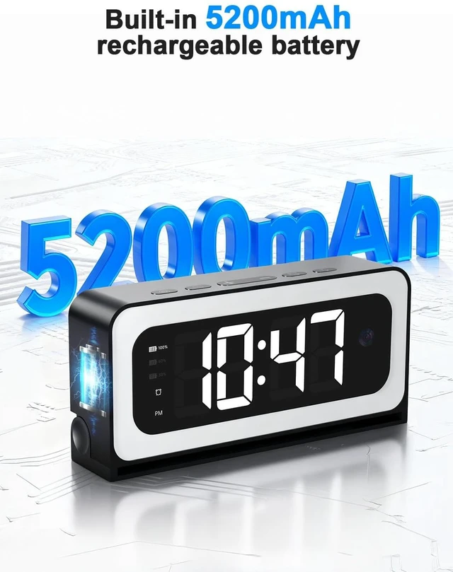 Alt view image 14 of 14 - 2K Alarm Clock Camera,5G&2.4G WiFi Wireless Indoor Camera Clock,Cameras for Home Security,AI Human Detection,Color Night Vision for Home