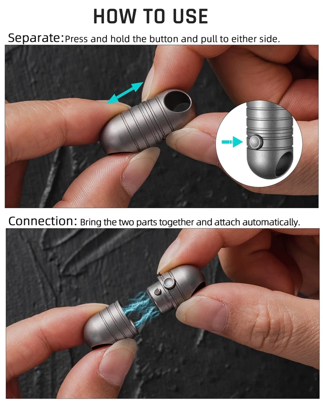 Alt view image 9 of 14 - Titanium Magnetic Quick Release Keychain,Carabiner Key Rings | Detachable Carabiner Keychain,Car Key Holder,Small Key Chain Rings