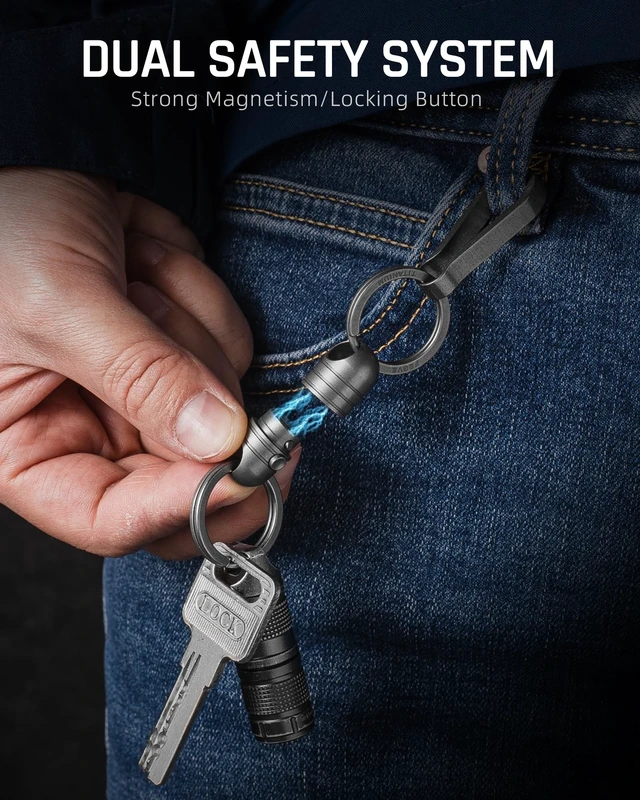 Alt view image 12 of 14 - Titanium Magnetic Quick Release Keychain,Carabiner Key Rings | Detachable Carabiner Keychain,Car Key Holder,Small Key Chain Rings