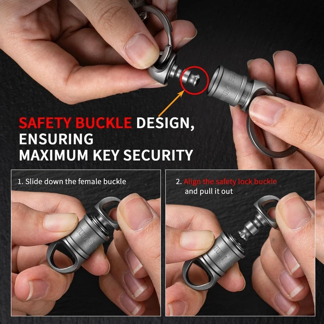 Alt view image 10 of 14 - Titanium Quick Release Detachable Keychain with Titanium Key Ring | Rustproof, Heavy Duty, 360° Swivel, Three-bead Anti-drop Lock, for Car Home Keys Valet Use
