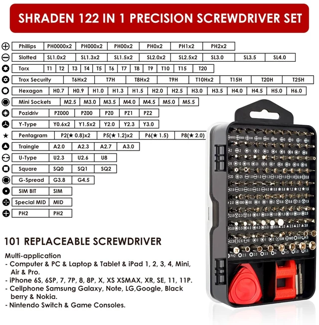 Alt view image 9 of 14 - 122 in 1 Precision Screwdriver Set With CR-V Steel Bits(Red) | Magnetic Repair Tool Kit with Case for Repair Computer, Phone, PC, Cellphone, Laptop, Game Console, Watch, Glasses etc