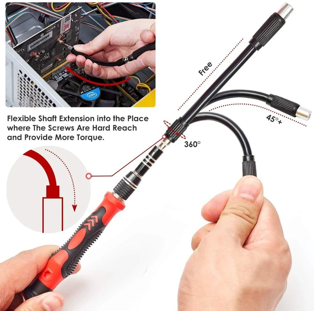 Alt view image 11 of 14 - 122 in 1 Precision Screwdriver Set With CR-V Steel Bits(Red) | Magnetic Repair Tool Kit with Case for Repair Computer, Phone, PC, Cellphone, Laptop, Game Console, Watch, Glasses etc