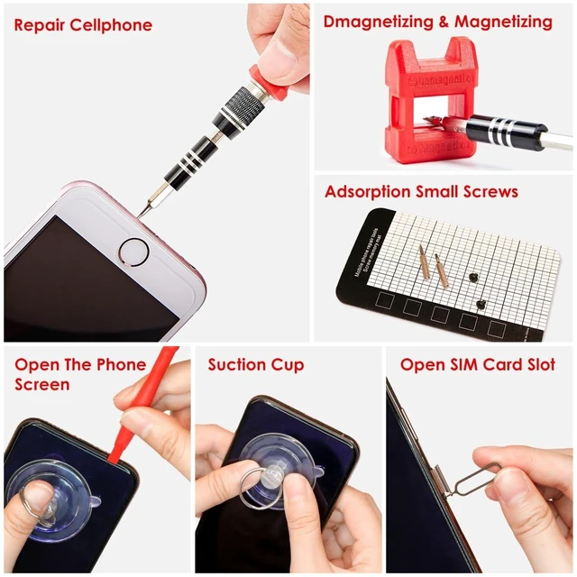 Alt view image 12 of 14 - 122 in 1 Precision Screwdriver Set With CR-V Steel Bits(Red) | Magnetic Repair Tool Kit with Case for Repair Computer, Phone, PC, Cellphone, Laptop, Game Console, Watch, Glasses etc