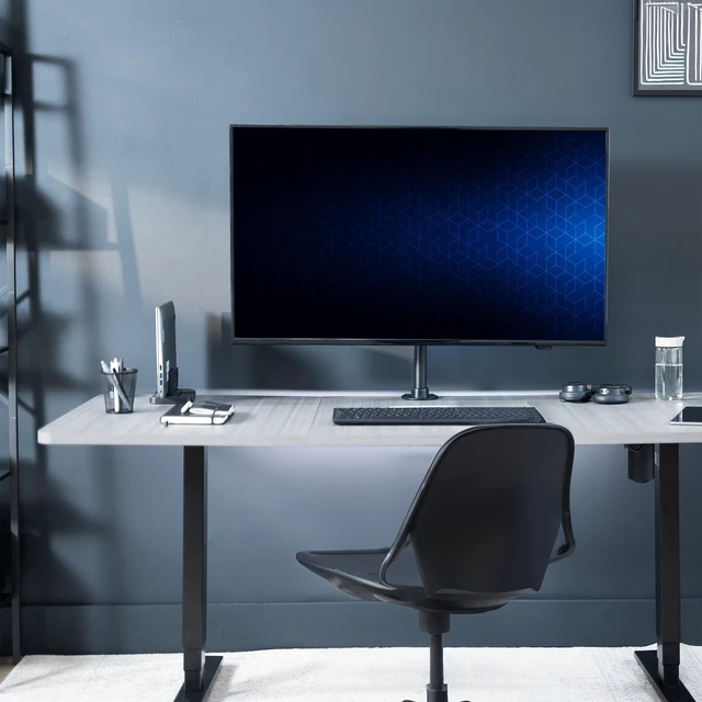 Alt view image 14 of 14 - Ultra Wide Screen TV and Monitor Desk Mount, Adjustable Height and Tilt Stand for Screens up to 42 inches, Black, STAND-V101C