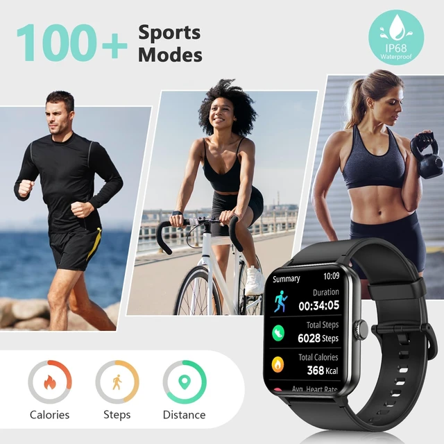 Alt view image 9 of 14 - 2026 Smart Watch (Answer/Make Calls), Fitness Watch for Men and Women with Heart Rate/SpO2/Sleep Monitor/2 Straps, 100+ Sports Modes, IP68 Waterproof Activity Tracker for Android/iPhone