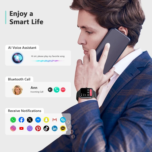 Alt view image 12 of 14 - 2026 Smart Watch (Answer/Make Calls), Fitness Watch for Men and Women with Heart Rate/SpO2/Sleep Monitor/2 Straps, 100+ Sports Modes, IP68 Waterproof Activity Tracker for Android/iPhone