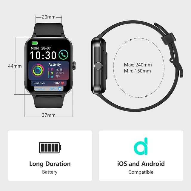 Alt view image 14 of 14 - 2026 Smart Watch (Answer/Make Calls), Fitness Watch for Men and Women with Heart Rate/SpO2/Sleep Monitor/2 Straps, 100+ Sports Modes, IP68 Waterproof Activity Tracker for Android/iPhone