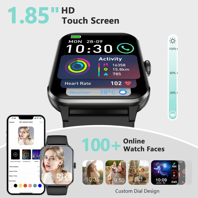 Alt view image 11 of 14 - 2026 Smart Watch (Answer/Make Calls), Fitness Watch for Men and Women with Heart Rate/SpO2/Sleep Monitor/2 Straps, 100+ Sports Modes, IP68 Waterproof Activity Tracker for Android/iPhone