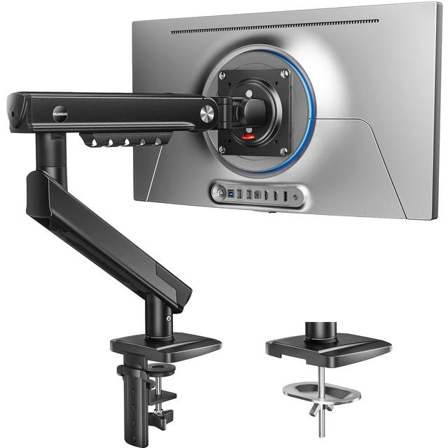 Alt view image 8 of 14 - FlowLift Pro Monitor Arm for 1332" Screens, MechaSpring Monitor Mount, Fully-Adjustable Monitor Stand with Tilt/Swivel/Rotation, Tool-Free VESA Mount, C-Clamp/Grommet Base, Max Load 19.8 lbs