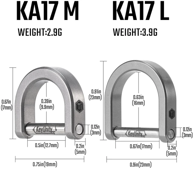 Alt view image 9 of 14 - KA17M Titanium D Ring Key Shackle, U-Shaped Horseshoe Clasp, Gray | Resists rust and corrosion, for car key fobs, DIY leather key organizers, and keychains