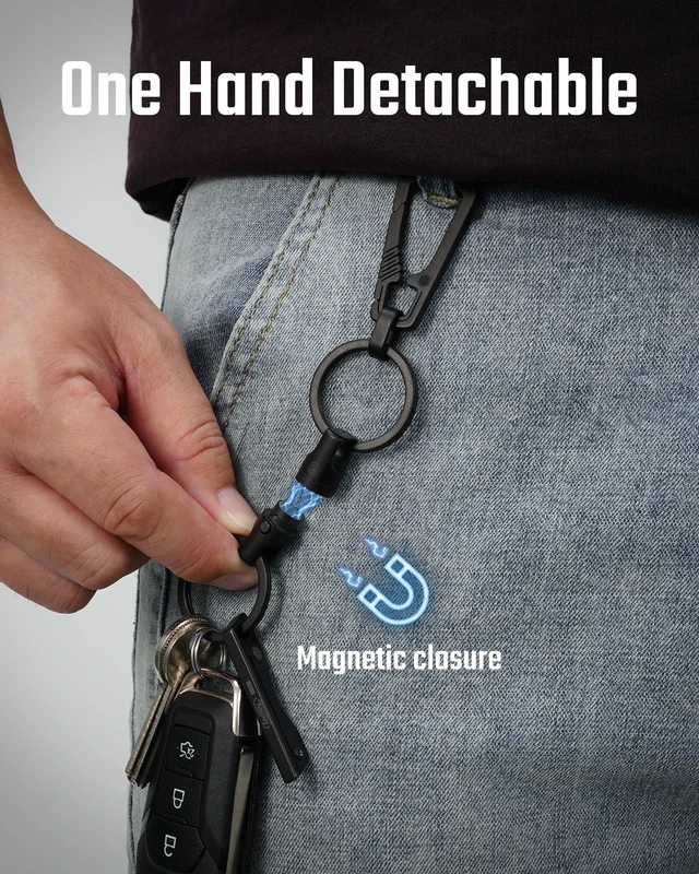 Alt view image 10 of 14 - KA45 Titanium Magnetic Quick Release Keychain | One-Hand Detachable Connector for Car Keys, House Keys, USB Drives and EDC